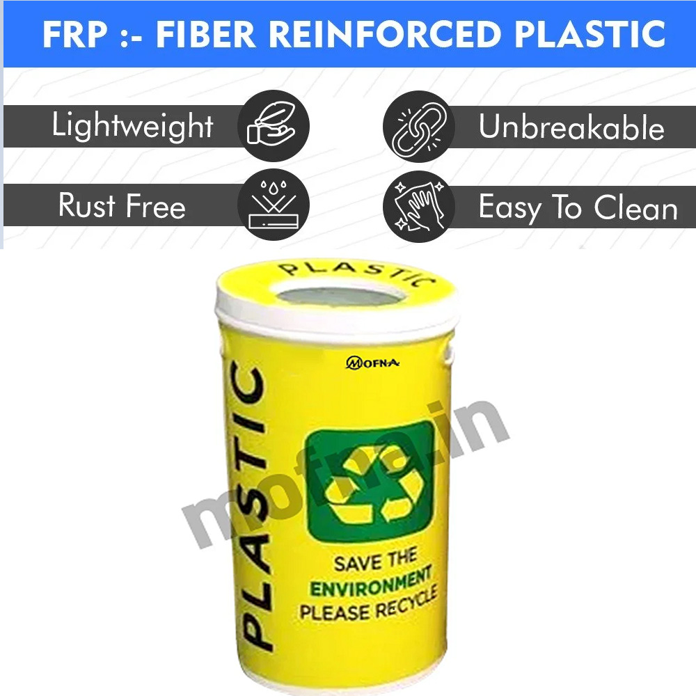 Mofna FRP Round Yellow Dustbin 60 Liter