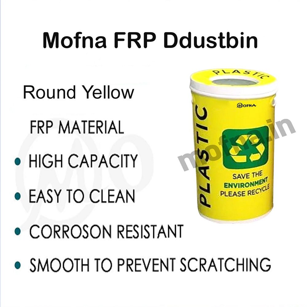 Mofna FRP Round Yellow Dustbin 60 Liter