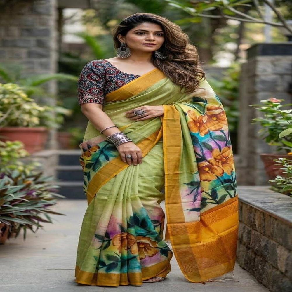Tussar Saree( Hand Painting Zari kosa silk saree)