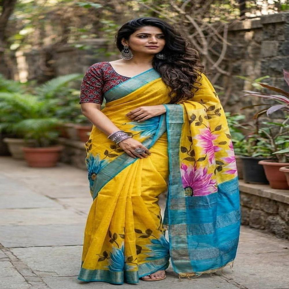 Tussar Saree( Hand Painting Zari kosa silk saree)