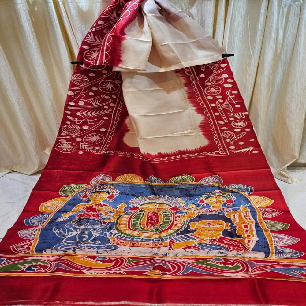 Pure silk Hand Batik Saree