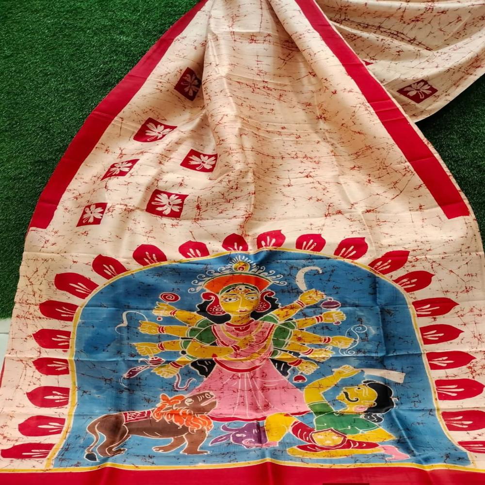 Pure silk Hand Batik Saree
