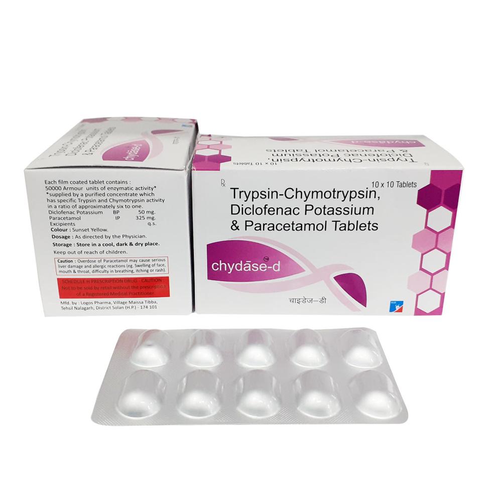 TRYPSIN + CHYMOTRYPSIN  50,000 I.U  +  DICLOFENAC 50 MG + PCM 325 MG