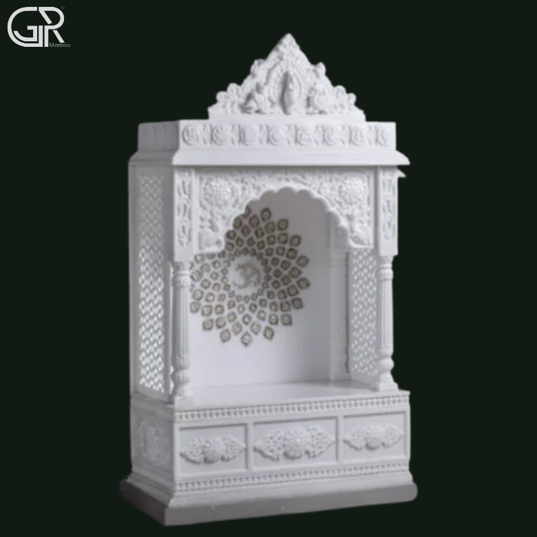 Beautiful Painted Makrana Marble Mandir, (Ht-5.5ft)