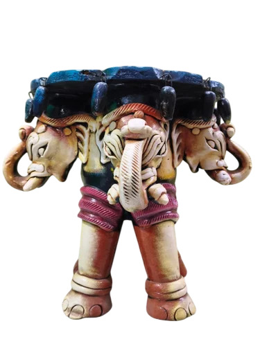 Terracotta Elephant Face Home Decor Article