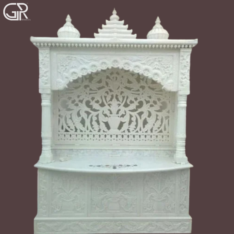 Beautiful Jali Carved Marble Mandir, (Ht-6ft)