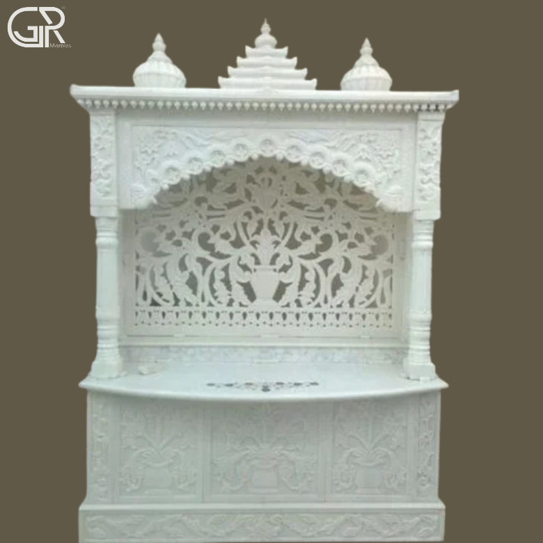 Beautiful Jali Carved Marble Mandir, (Ht-6ft)