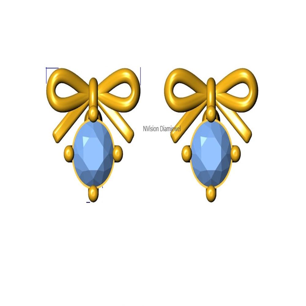 Natural Diamond Kids Bow Style Earrings
