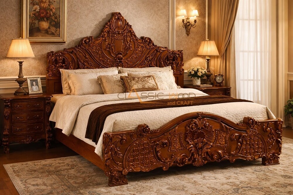 Fully Handcrafted Wooden Bed Design