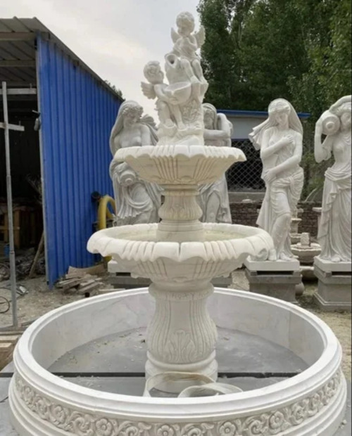 White Marble Garden Fountain - Use: Home Decoration