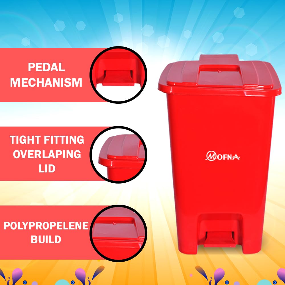 Bio Medical Red Plastic Pedal Dustbin, 20 Liter