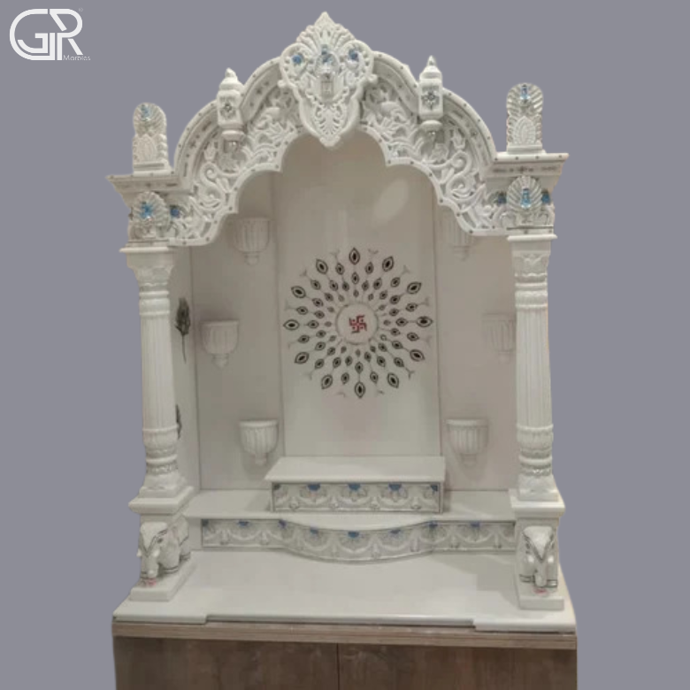 Designer White Marble Temple, (Ht-6ft)