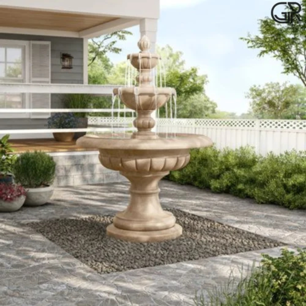 Sandstone Garden Water Fountain - Color: White