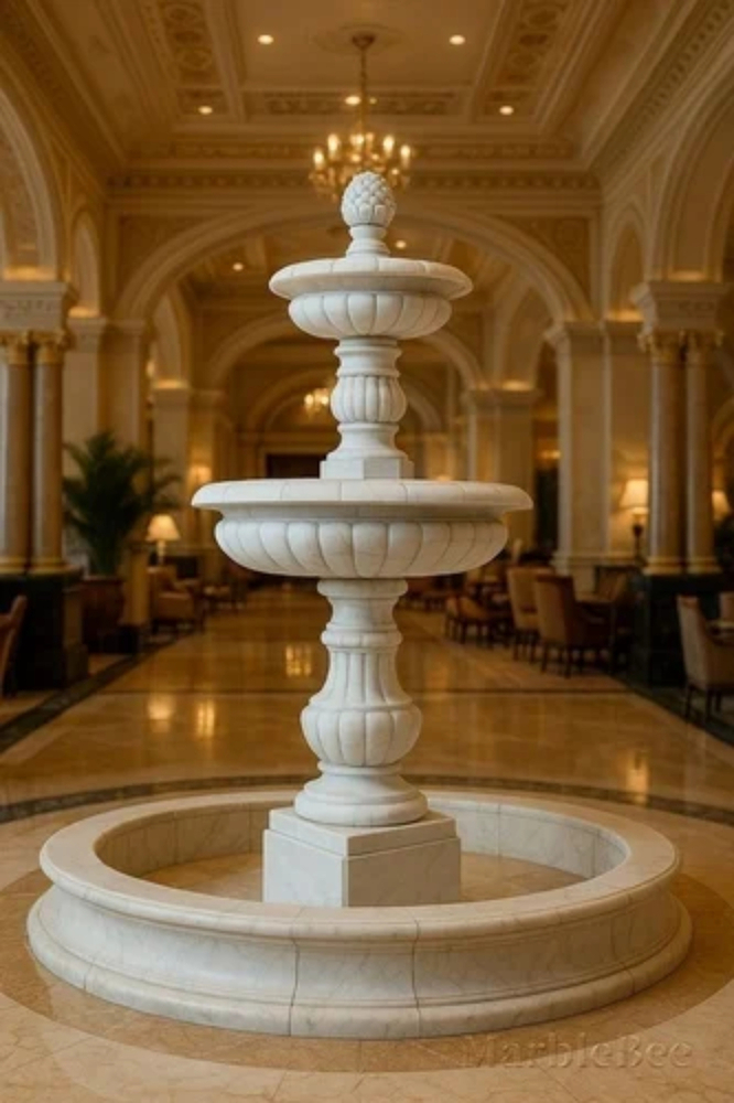 Outdoor Marble Water Fountain - Color: White