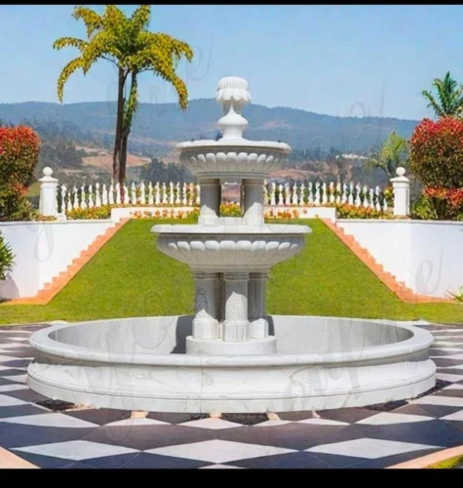 White Marble Garden Fountain - Use: Outdoor Decoration