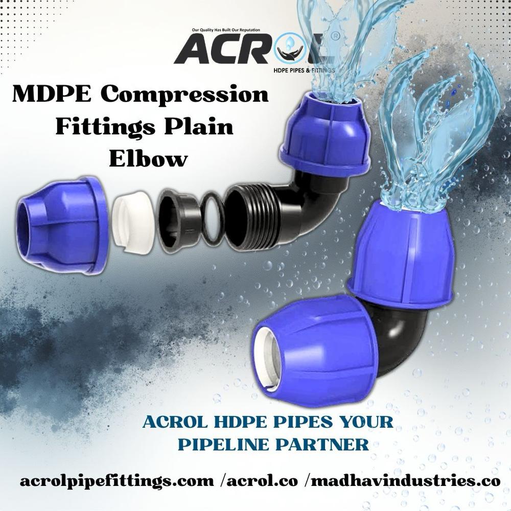 Mdpe Compression Fitting Plain Elbow - Bend Radius: 90