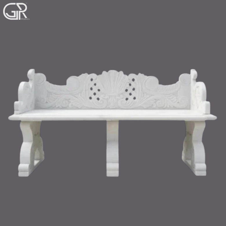 Carved Marble Bench