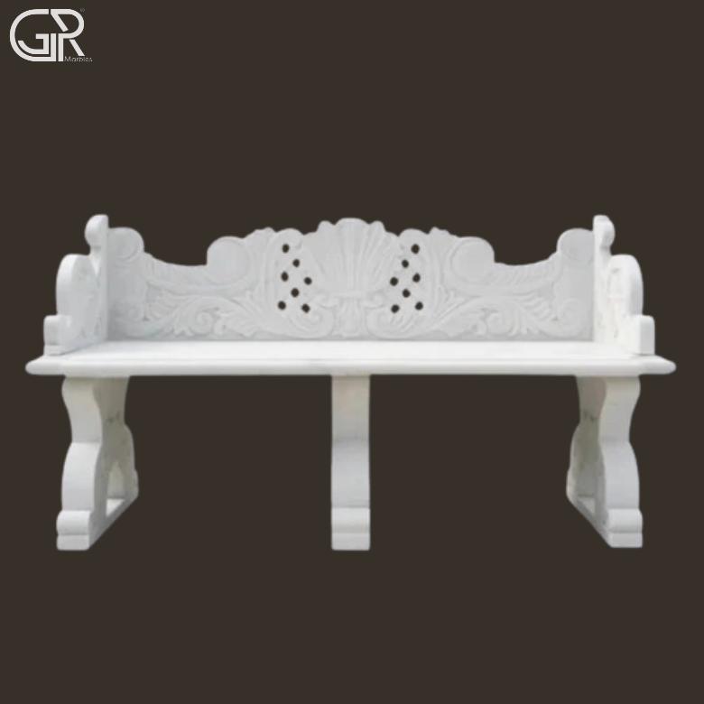 Carved Marble Bench