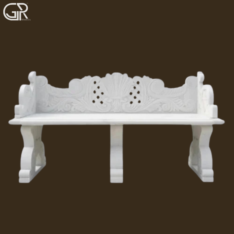 Carved Marble Bench