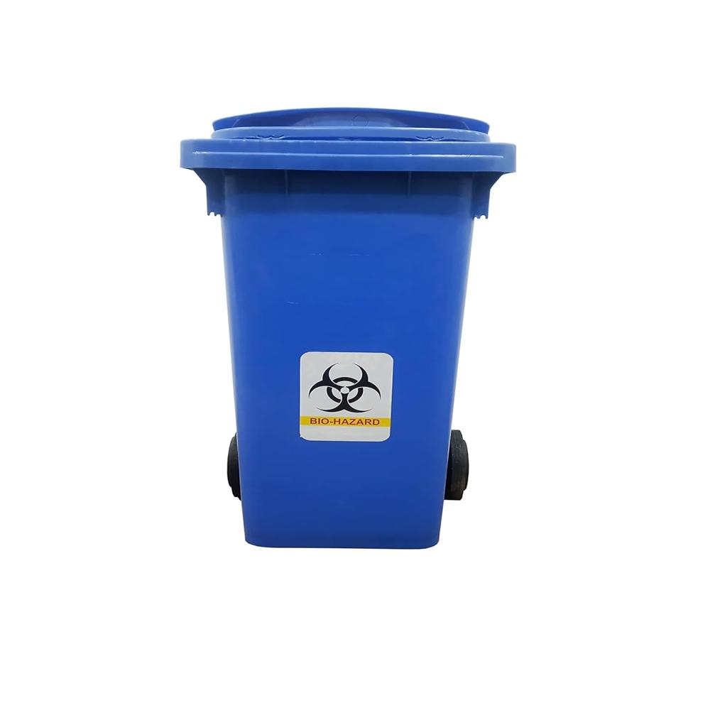 Bio Medical Blue Plastic Wheel Dustbin, 120 Liter