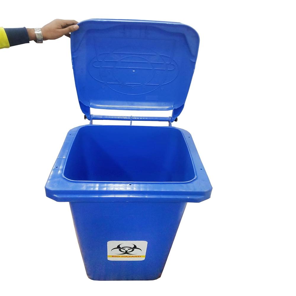 Bio Medical Blue Plastic Wheel Dustbin, 120 Liter