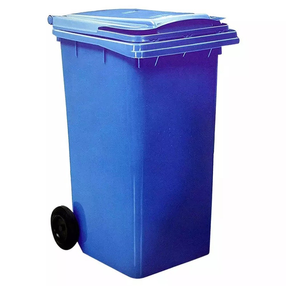 Bio Medical Blue Plastic Wheel Dustbin, 120 Liter