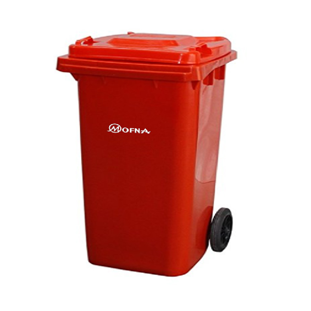Bio Medical Red Plastic Wheel Dustbin, 240 Liter