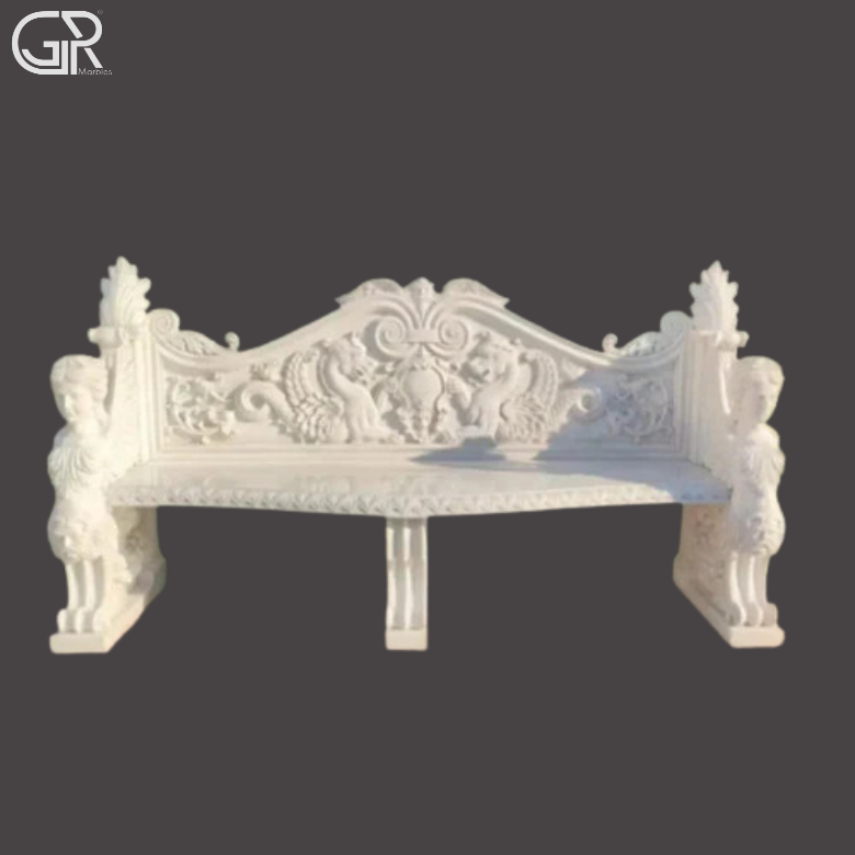 White Marble Stone Benches