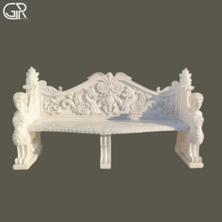 White Marble Stone Benches