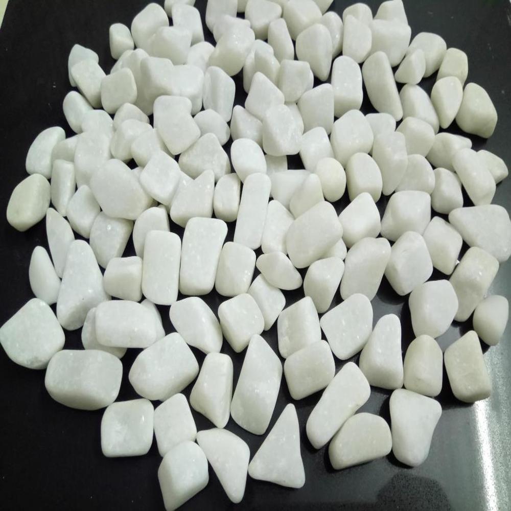 Wholesale Milky White Tumbled Marble Pebbles Natural Snow White Stones for Garden Landscaping Decor