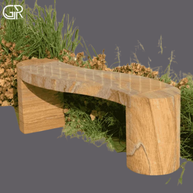 beige Sandstone Garden Bench