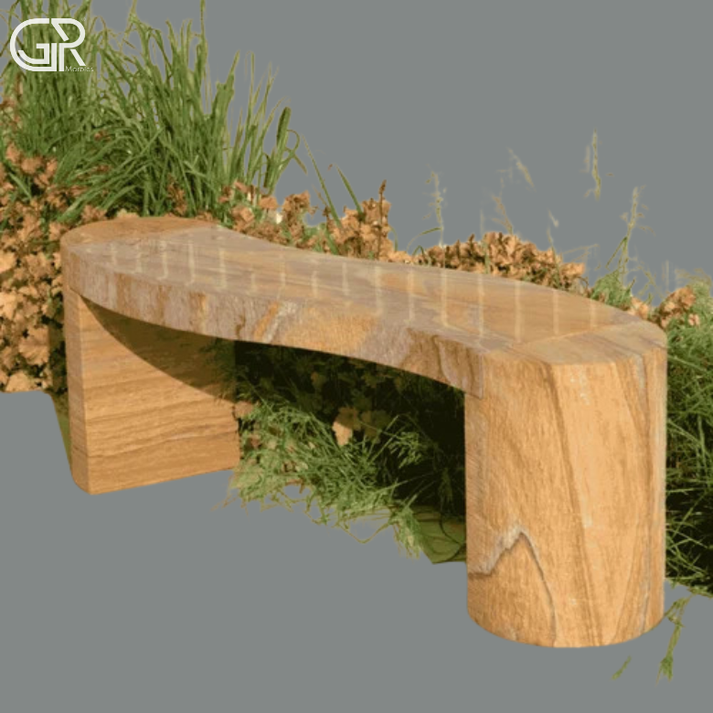 beige Sandstone Garden Bench