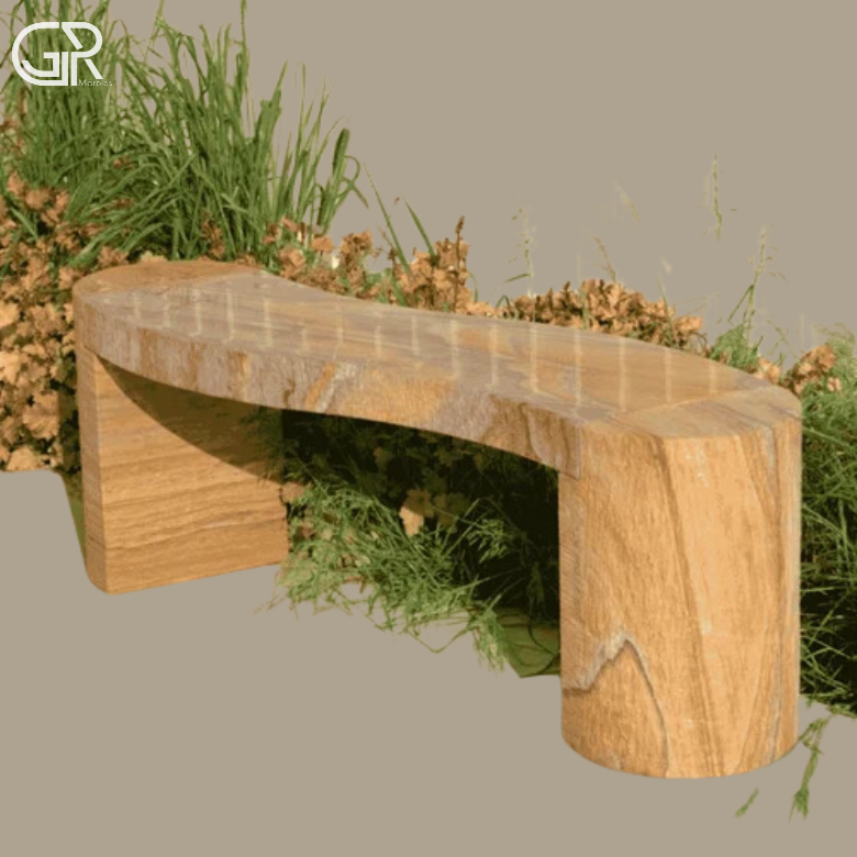 beige Sandstone Garden Bench