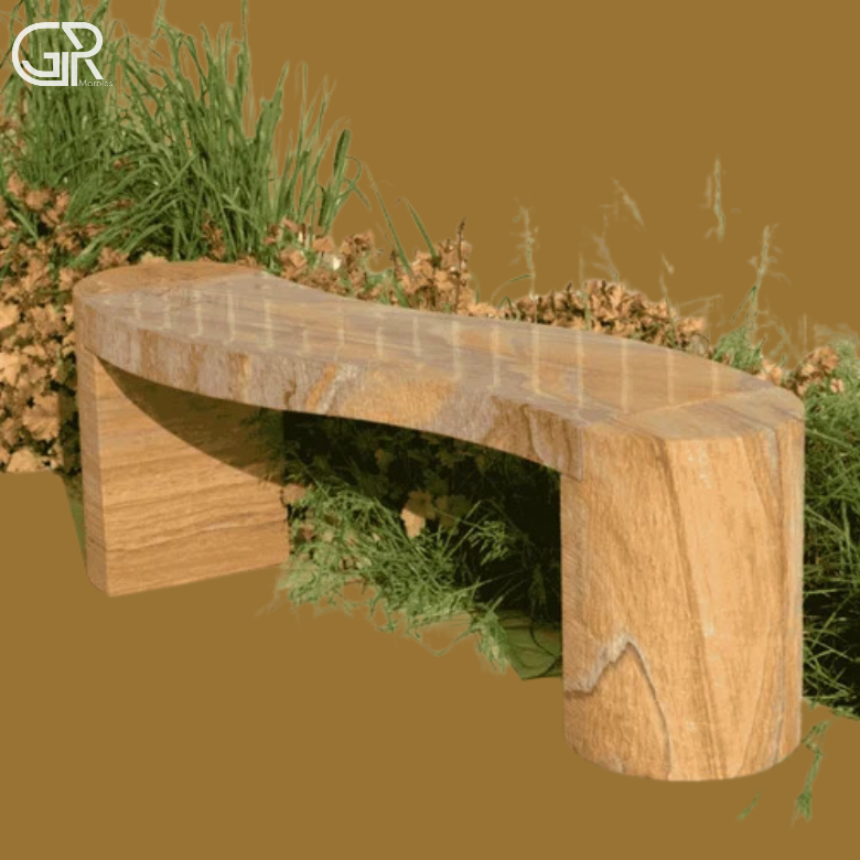beige Sandstone Garden Bench
