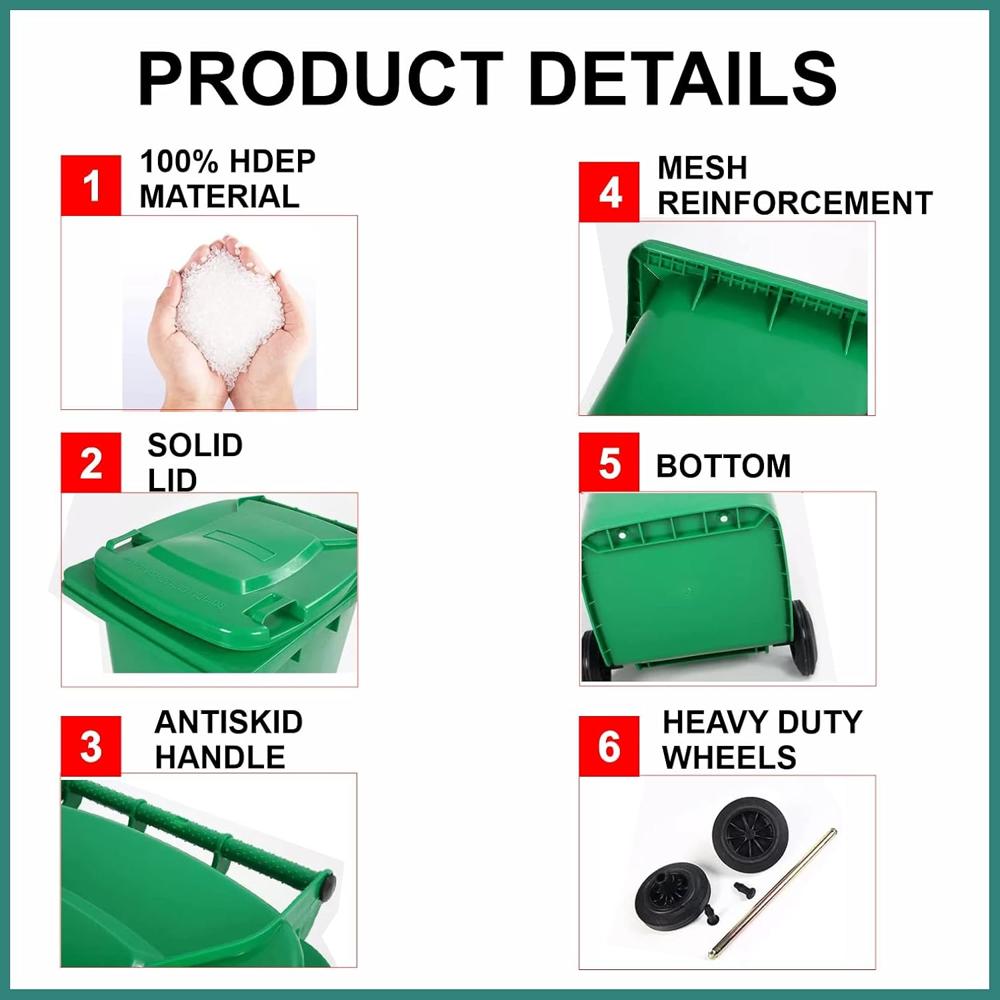  Bio Medical  Green Plastic Wheel Dustbin