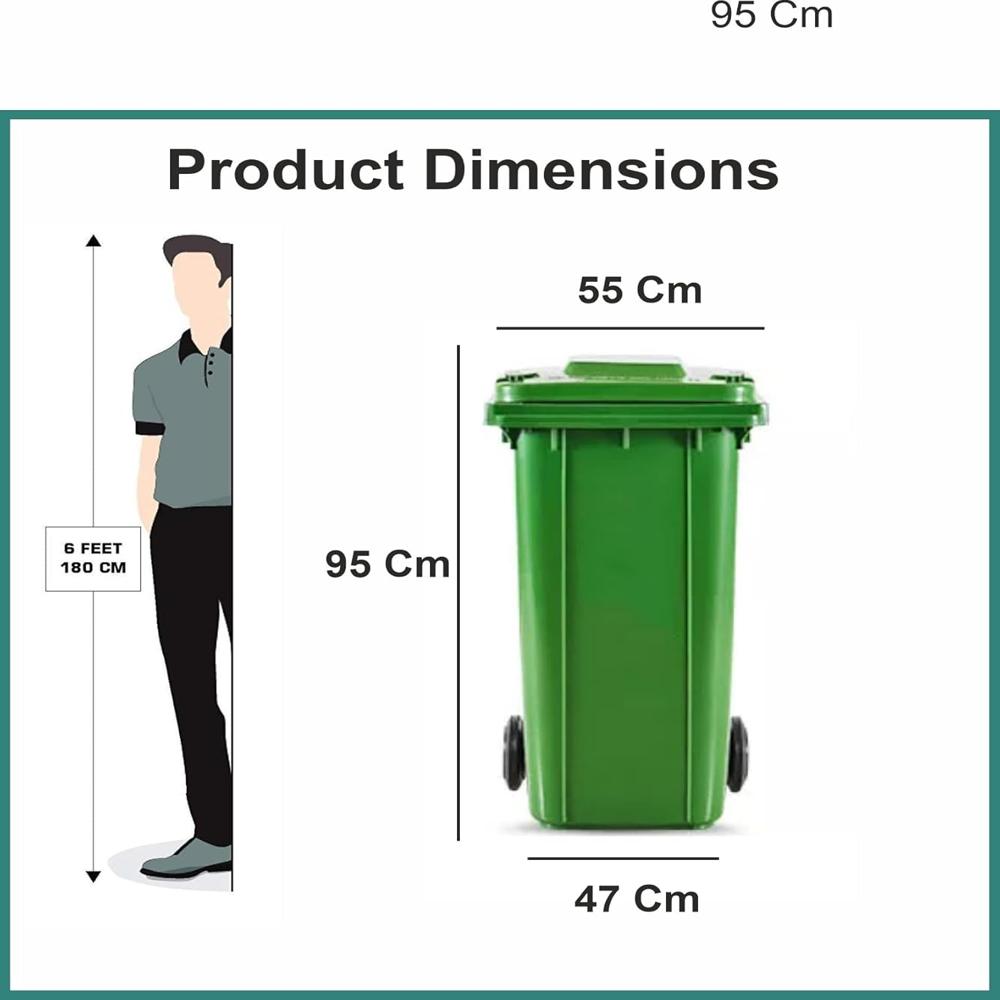  Bio Medical  Green Plastic Wheel Dustbin