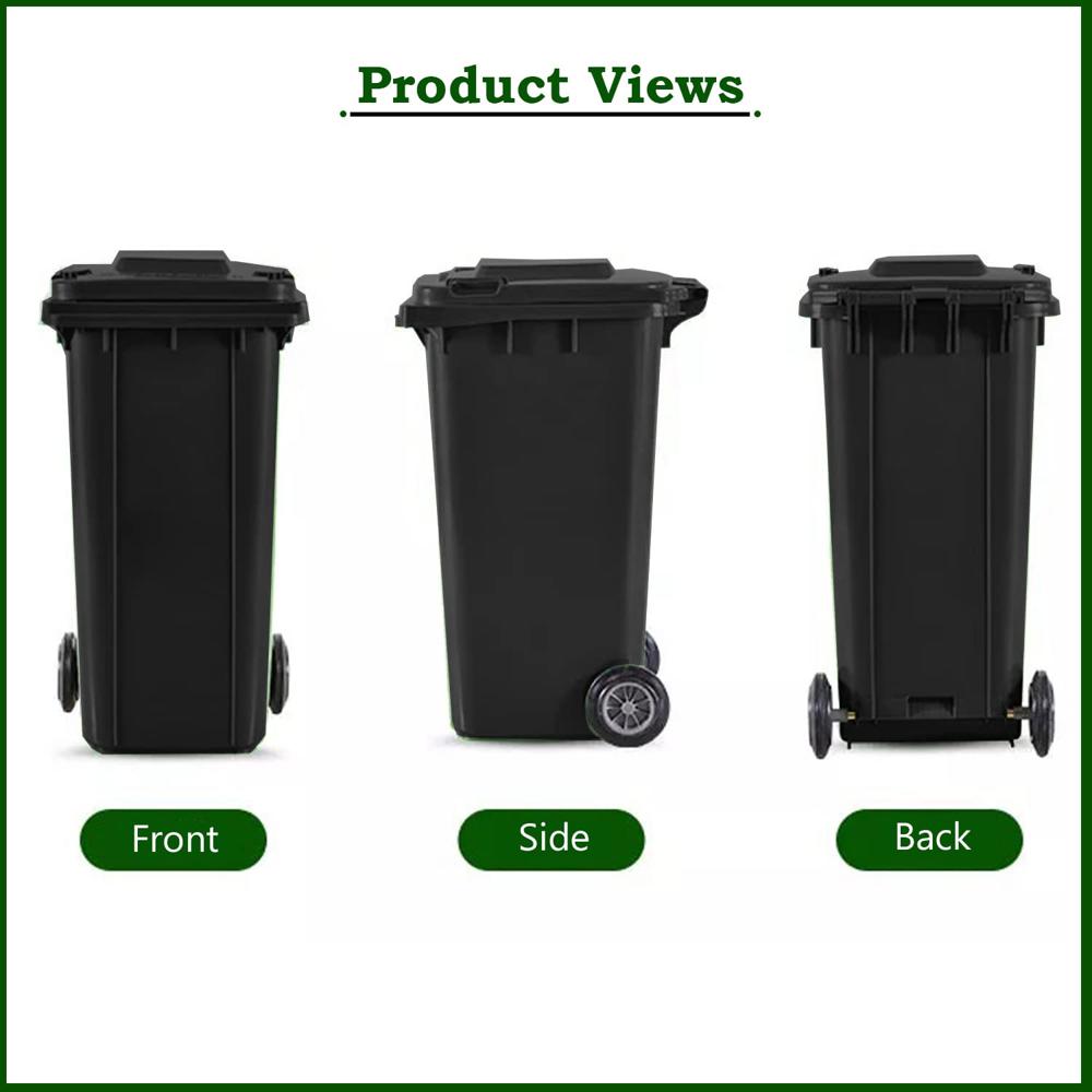  Bio Medical Black Plastic Wheel Dustbin, 120 Liter
