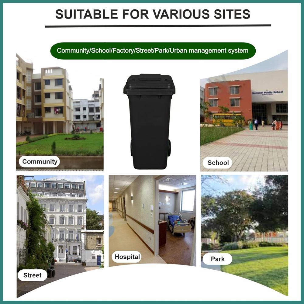  Bio Medical Black Plastic Wheel Dustbin, 120 Liter