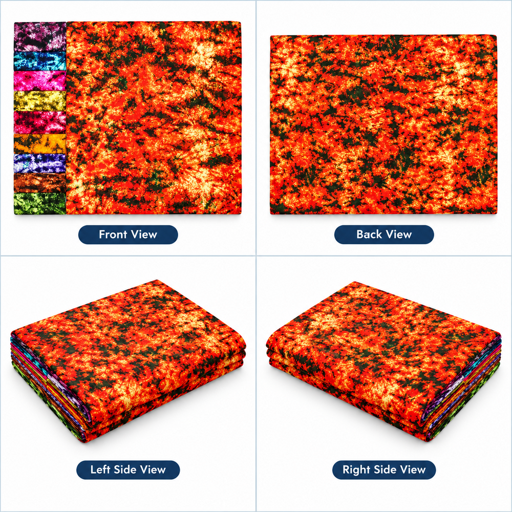 Hand Tie Dye Bandhani Nighty Fabric - Pure Cotton 34 Inches Width Multicolour | Soft Durable Colorfast Traditional Dots Pattern