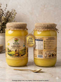 A2 Bilona Cow Ghee  Combo Pack of 2 Glass Jars of 1 Litre