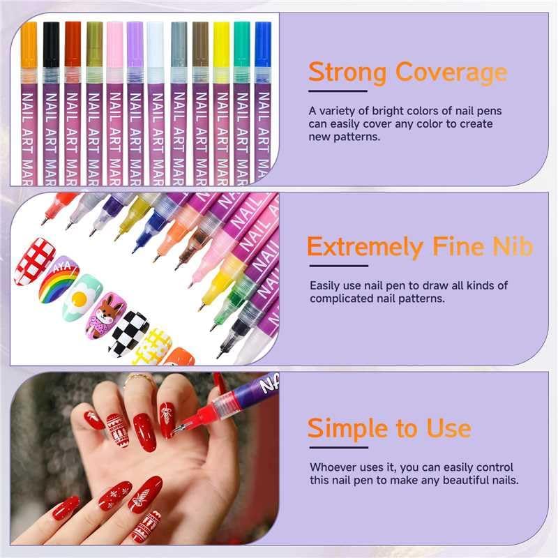 0.5mm Ultra Fine Nail Art Marker Pens
