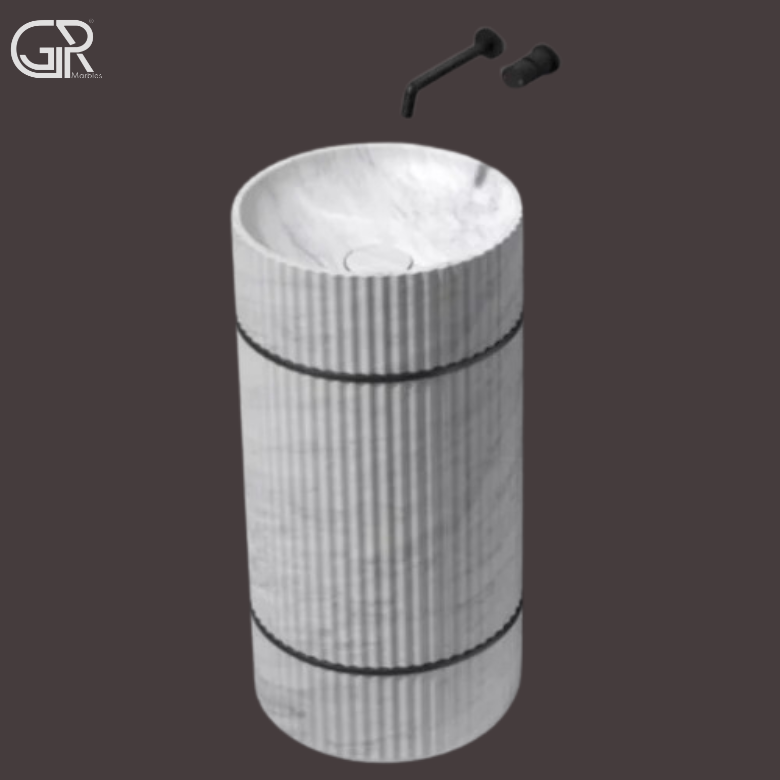 White Marble Pedestal Wash Basin