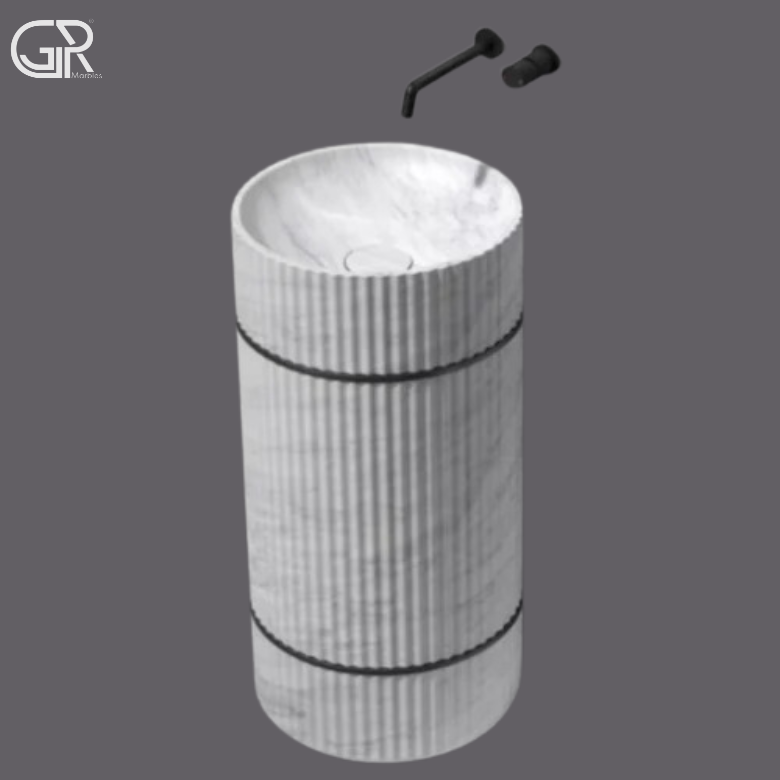 White Marble Pedestal Wash Basin