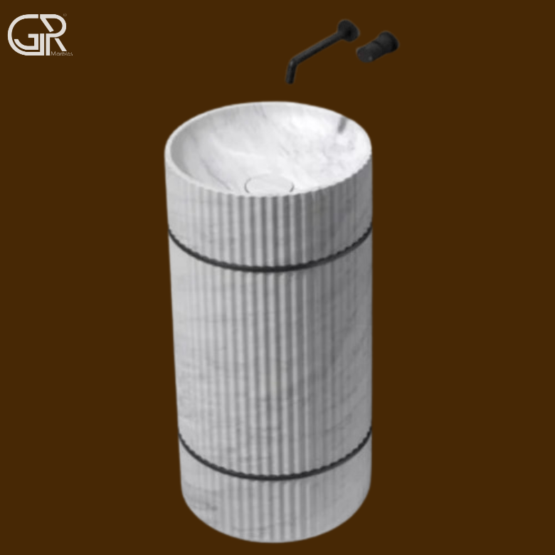 White Marble Pedestal Wash Basin