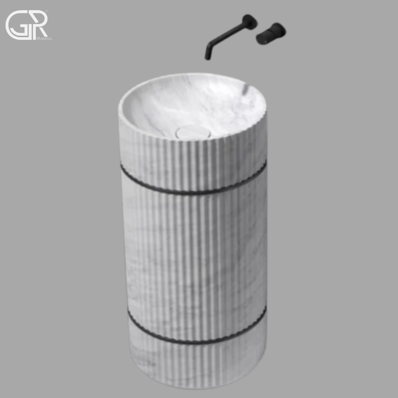 White Marble Pedestal Wash Basin