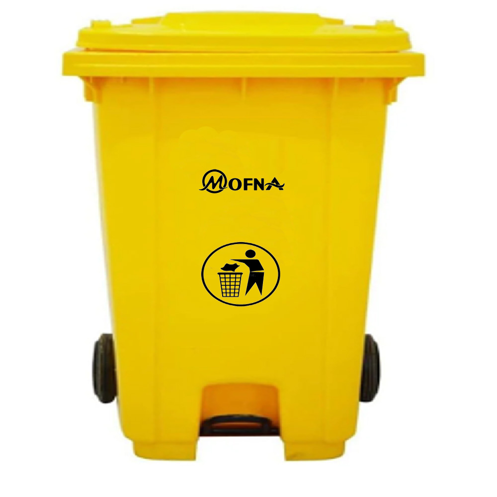 Bio Medical Yellow Pedal Wheel Dustbin, 120 Liter