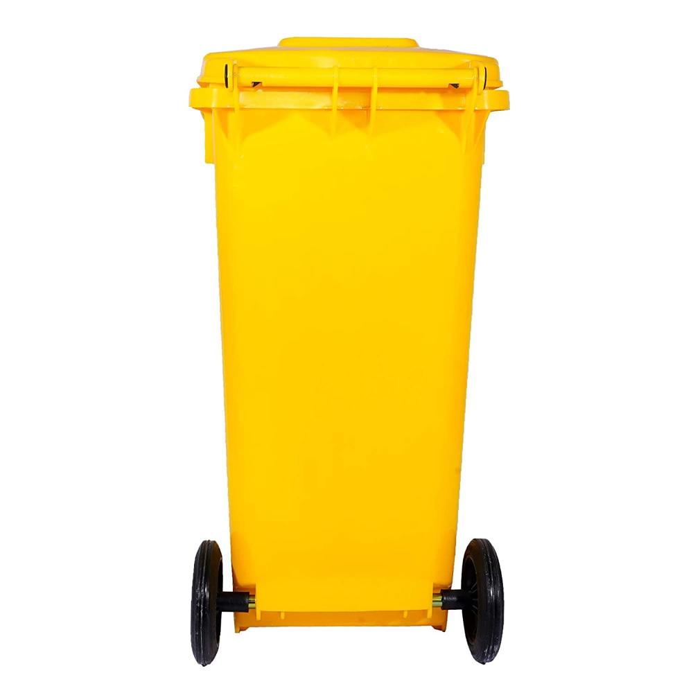 Bio Medical Yellow Pedal Wheel Dustbin, 120 Liter