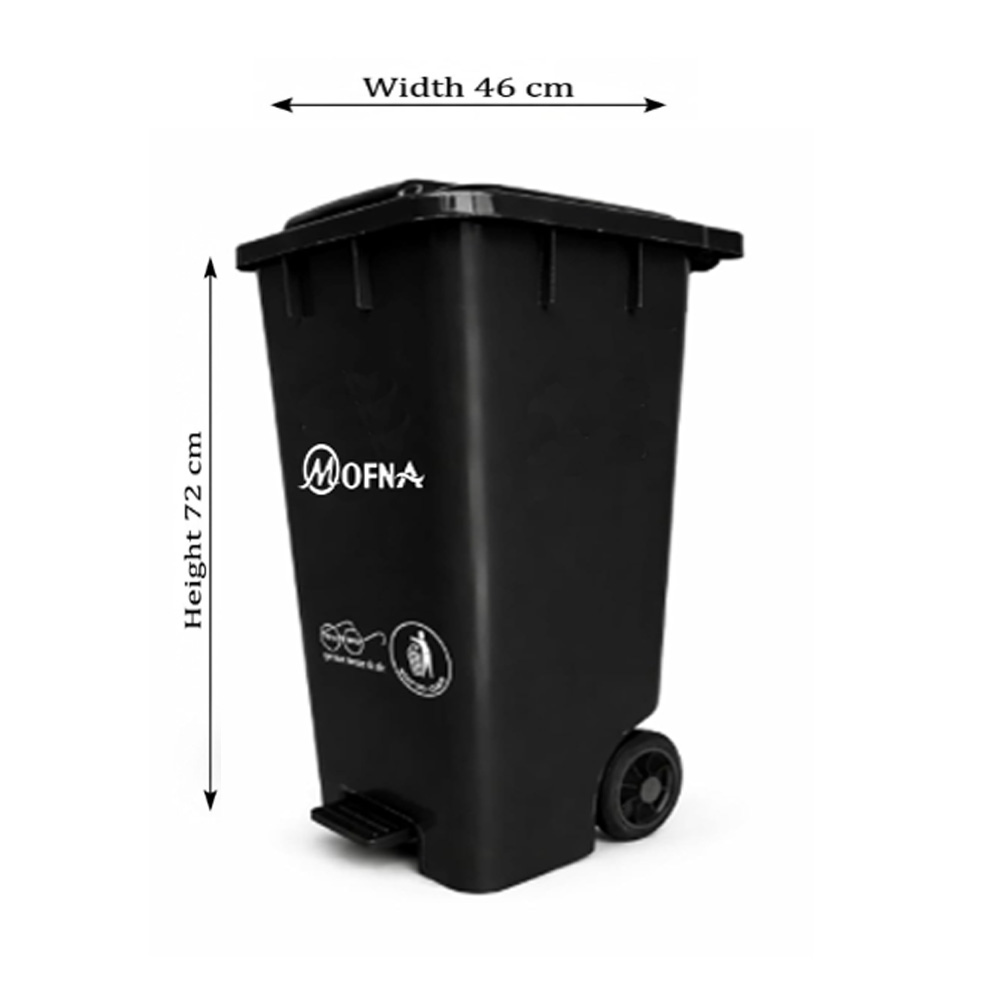 Bio Medical Black Pedal Wheel Dustbin, 240 Liter