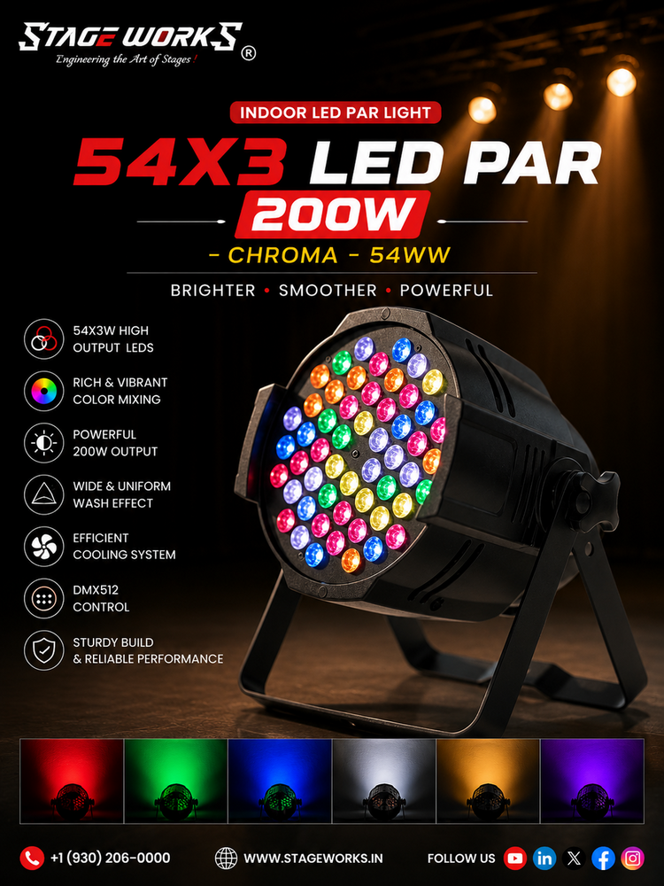 Auditorium Stage Works 54X3 Indoor LED PAR 200W ( CHROMA - 54WW)