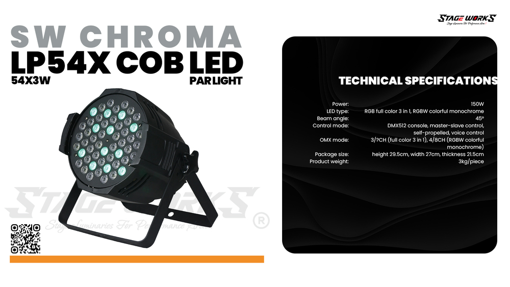Auditorium Stage Works 54X3 Indoor LED PAR 200W ( CHROMA - 54WW)